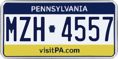 PA license plate MZH4557