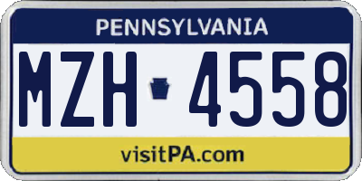 PA license plate MZH4558