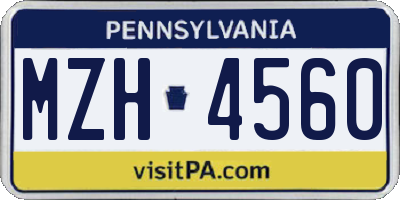 PA license plate MZH4560