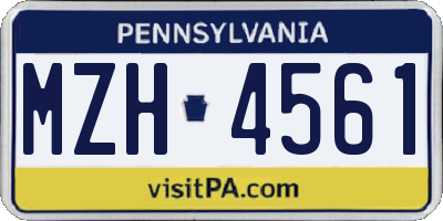 PA license plate MZH4561