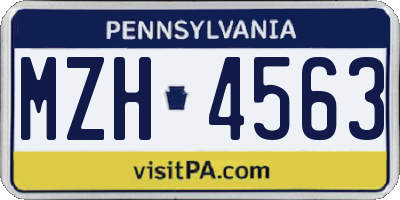 PA license plate MZH4563