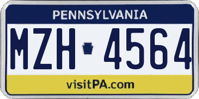 PA license plate MZH4564