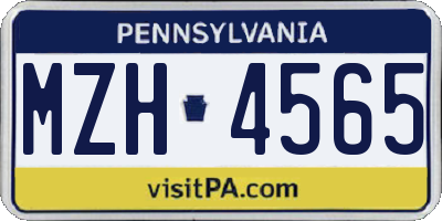PA license plate MZH4565