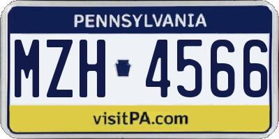 PA license plate MZH4566