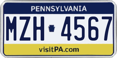 PA license plate MZH4567