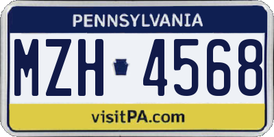 PA license plate MZH4568