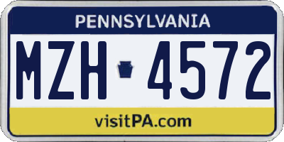 PA license plate MZH4572