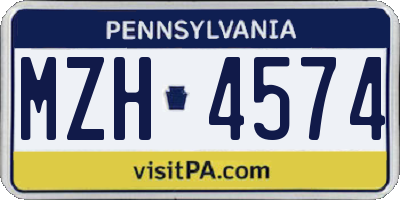 PA license plate MZH4574