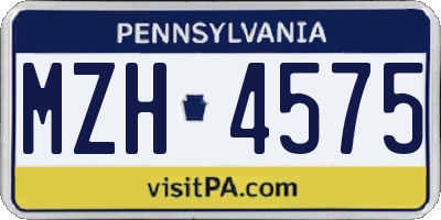 PA license plate MZH4575