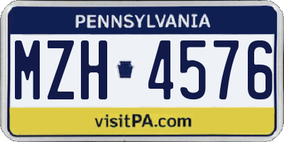 PA license plate MZH4576
