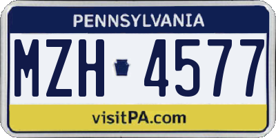 PA license plate MZH4577