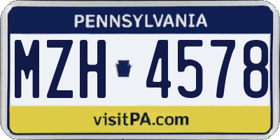 PA license plate MZH4578