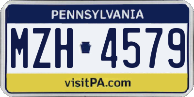 PA license plate MZH4579