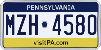 PA license plate MZH4580