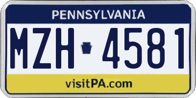 PA license plate MZH4581