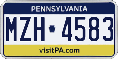 PA license plate MZH4583
