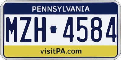 PA license plate MZH4584