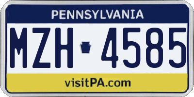 PA license plate MZH4585