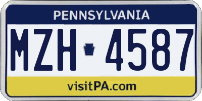 PA license plate MZH4587