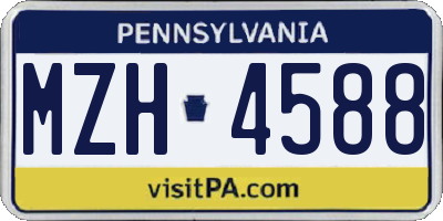 PA license plate MZH4588