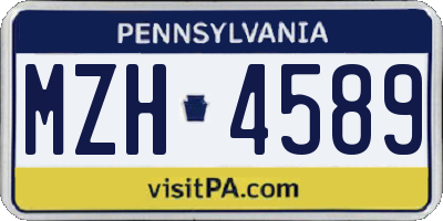 PA license plate MZH4589