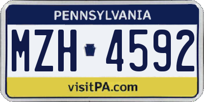PA license plate MZH4592