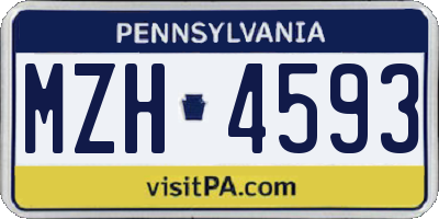 PA license plate MZH4593