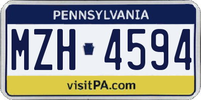 PA license plate MZH4594