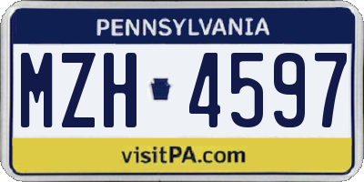 PA license plate MZH4597