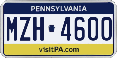 PA license plate MZH4600
