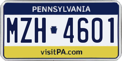 PA license plate MZH4601