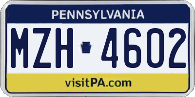 PA license plate MZH4602