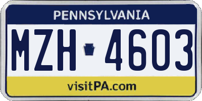 PA license plate MZH4603