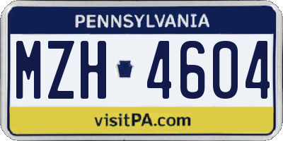 PA license plate MZH4604