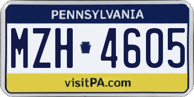 PA license plate MZH4605