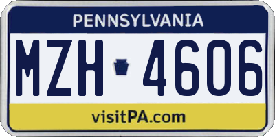 PA license plate MZH4606