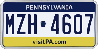 PA license plate MZH4607