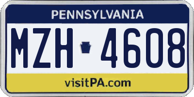 PA license plate MZH4608