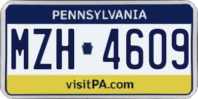 PA license plate MZH4609