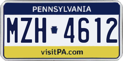 PA license plate MZH4612