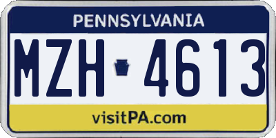 PA license plate MZH4613