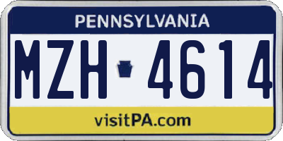 PA license plate MZH4614