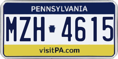 PA license plate MZH4615