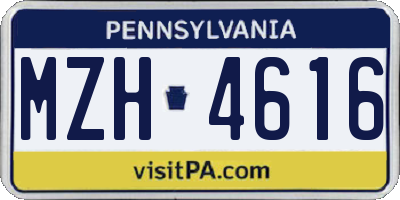 PA license plate MZH4616