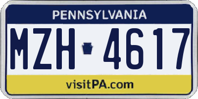 PA license plate MZH4617