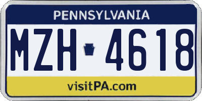 PA license plate MZH4618