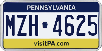 PA license plate MZH4625