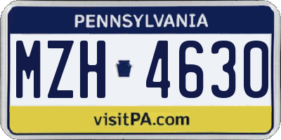 PA license plate MZH4630