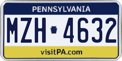 PA license plate MZH4632