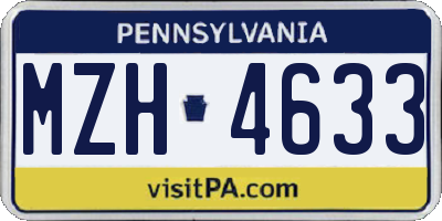PA license plate MZH4633
